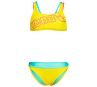 Arena - Girl's Logo Swimsuit Two Pieces - Bikini - 128 - yellow star / water / shocking pink