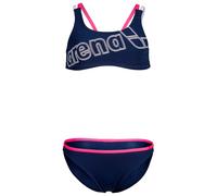 Arena - Girl's Logo Swimsuit Two Pieces - Bikini - 140 - navy / shocking pink / white