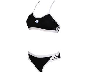 Arena icons bikini cross back solid black/white xl - uk38
