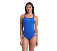 Arena Icons Fly Back Solid Maillot de Bain Une pièce pour Femme, séchage Rapide, en Tissu MaxLife avec résistance maximale au Chlore et Protection UV UPF 50+, Bleu Roi/Bleu Marine, 54