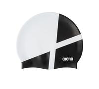 Arena Icons Team Stripe Bonnet de Bain Unisexe en Silicone pour Homme et Femme Entraînement intensif Course Confortable Antidérapant Bonnet de Natation pour Cheveux Longs Diamant/Blanc/Noir