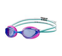 Arena Lunettes de natation unisexe Python Racing pour homme et femme, verres anti-buée et anti-miroir, confort maximal, double sangle, bleu/fuchsia/eau