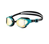 arena Lunettes de natation unisexes pour adultes, Air-Bold Swipe, anti-buée, pour hommes et femmes, joints rembourrés, verres miroir de confort supérieur, jaune cuivre/vert lac