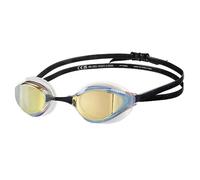 Arena Lunettes de natation unisexes pour adultes Python Racing pour homme et femme, verres miroir anti-buée, confort maximal, double sangle, doré/blanc/noir