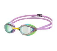 ARENA Lunettes de natation unisexes pour adultes Python Racing pour homme et femme, verres miroir anti-buée, confort maximal, double sangle, vert/violet/vert