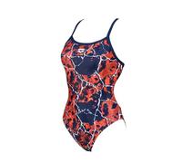 ARENA W Earth Texture Challenge Back One Piece Slips de Bain, Multicolore-Bleu Marine/Rouge, 40 Femme