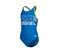 Arena Fille Girl's Shaking Swimsuit V Back Une-pièce, Blue China-Soft Green, 10-11 Ans EU