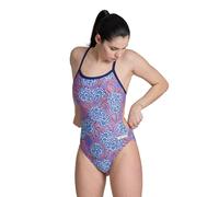 Arena Performance Women's Hydrangea Bouquet Team Print Challenge Back Bathing Suit Maillot de Bain Une pièce, Bleu Marine/Rouge équipe, Blanc, Bleu, 36 Femme