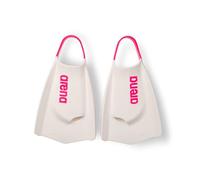 Arena - Powerfin Pro II - Palmes d'entraînement à la Natation Unisexes pour Adulte, en Silicone, à Lame Courte, Personnalisables Gauche-Droite, Blanc/Rose Vif, Taille 41-43