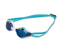Arena Python Racing Lunettes de natation pour homme et femme, protection UV, antibuée, double sangle, lentille miroir, bleu miroir/ciel blanc