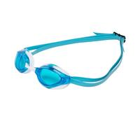 Arena Python Racing Lunettes de natation pour homme et femme, protection UV, antibuée, double sangle, verres non miroirs, bleu/blanc ciel