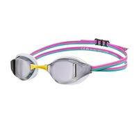 Arena Python Racing Lunettes de natation unisexes pour homme et femme Verres miroir anti-buée Confort maximal Double sangle Argenté/blanc/fuchsia
