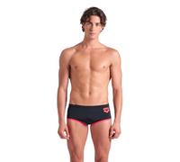 Arena Short de Bain Taille Basse avec Grand Logo pour Homme, Noir/Rouge Fluo, 48