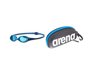 arena Spider Jr Lunettes de Natation Mixte Enfant, Multicolore (Blue-Lightblue-Blue), Taille Unique & Étui à lunettes de natation Unisexe, Noir/Blanc/Royal, Taille Unique