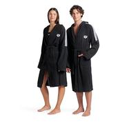 ARENA Team Stripe Unisex Bathrobe with Tie Belt and Pockets Soft Warm Robe Peignoir, Noir/Blanc, L Mixte