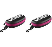 Arena Unisex Swimming Goggles Case for Swimming Goggles (Hard Shell, Carabiner), Black White Fuchsia (509), One Size