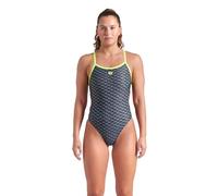 ARENA Women’s Performance Monogram Challenge Back Athletic One Piece Sport Swimsuit Maillot de Bain, Multicolore (Dark Sage Multi/Artic Lime), 46 Femme