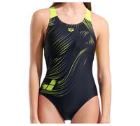 Arena - Women's Foliage Swimsuit V Back Lb - Maillot de bain - 44 - black multi / black / artic lime