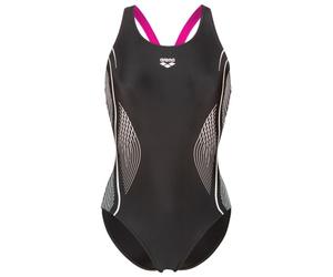 Arena - Women's Grid Swimsuit V Back Graphic - Maillot de bain - 36 - black / very fuchsia