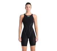 Arena Women's Standard Powerskin Impulso Kneeskin Swim Racing Suit Open Back Short Leg, Black Teal