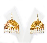 Arenaworld Boucles d'oreilles pendantes faites à la main en argent sterling plaqué or avec perle naturelle certifiée pour vos bien-aimés - Perle en argent sterling