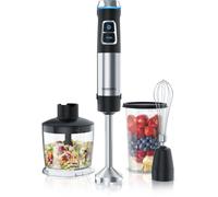 Arendo 1200W TURBO Set mixeur plongeant 4en1, acier inoxydable, mixeur, pied-mélangeur, fouet, verre doseur, hachoir, argent/noir