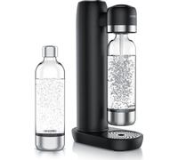 Arendo Appareil à gazéifier l'eau, Soda Maker, incl. 2x 1L bouteille PET, sans BPA, dosage fin, compatible avec les cylindres de CO2 60l, SodaStream Easy/Cool, PET/ABS, noir