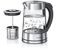 Arendo - Bouilloire électrique en verre avec réglage de la température et passoire à thé théière - Températures réglables 40 70 80 100 degrés - capacité de 1,7 litres - Arrêt automatique