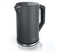 Arendo Bouilloire Électrique Température Réglable 40 à 100°C - Bouilloire Inox 1,5 L 2 200 W, 4 Températures Prédéfinies, Maintien au Chaud 30 min, Double Paroi, Sans BPA, Elegant - Cool Grey
