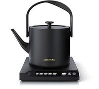 arendo Bouilloire Électrique Température Réglable MIZU 0,5 L - Mini Bouilloire INOX 7 Températures de 40 à 100°C, Maintien au Chaud 30 Min, Base Tactile 360°, sans BPA, Design Japonais - Noir