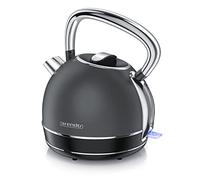 arendo Bouilloire Électrique Vintage 1,7 L INOX 2 200 W, Bouilloire Rétro sans Fil sur Base 360°, Arrêt Automatique, Filtre Anticalcaire Amovible, Interrupteur LED, Electric Kettle - Cool Grey (Gris)