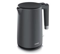Arendo - Bouilloire en acier inoxydable - 1,5 l - 2200 W - Design à double paroi - Contrôleur 360° - Sans BPA - Protection contre la surchauffe et la cuisson à sec - Noir Cool Grey mat