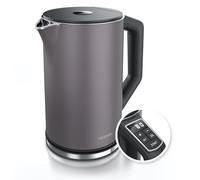 Arendo - Bouilloire en acier inoxydable avec réglage de la température de 40 à 100 °C en 5 étapes - Design à double paroi - Modèle ELEGANT - 1,5 l - 2200 W - Bouilloire à thé avec affichage de la