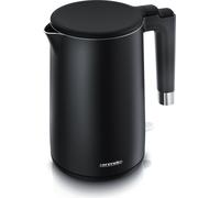 Arendo Bouilloire en acier inoxydable CORE, 1,5L, 2000W, double paroi, sans BPA, Cool-Touch, base 360°, LED, protection contre la surchauffe, noir mat