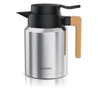 Arendo - Bouteille isotherme 1L en acier inoxydable - Double paroi - 1200 ml - Acier inoxydable SUS 201/304 - Poignée en hêtre véritable - Fermeture Quick Tip - Anti-fuite - Couvercle amovible - Sans