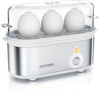 Arendo Cooker d'oeufs 3 fois, 210 W, acier inoxydable Cooker d'oeufs pour 1-3 oeufs, argent/blanc