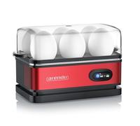 Arendo Cuiseur Oeuf Électrique 6 Œufs - Cuiseur à Œufs Inox 400 W avec Maintien au Chaud, Dur, Mollet ou à la Coque, Verre Doseur avec Perce-Œuf, Signal Sonore, Egg Cooker - Rouge