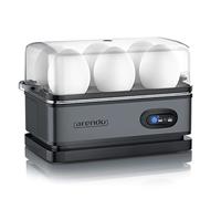 Arendo Cuiseur Oeuf Électrique 6 Œufs - Cuiseur à Œufs Inox 400 W avec Maintien au Chaud, Dur, Mollet ou à la Coque, Verre Doseur avec Perce-Œuf, Signal Sonore, Egg Cooker - Cool Grey