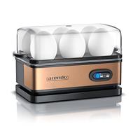 Arendo Cuiseur Oeuf Électrique 6 Œufs - Cuiseur à Œufs Inox 400 W avec Maintien au Chaud, Dur, Mollet ou à la Coque, Verre Doseur avec Perce-Œuf, Signal Sonore, Egg Cooker - Noir cuivre