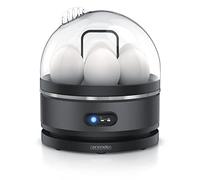 Arendo Cuiseur Oeuf Électrique 7 Œufs - Cuiseur à Œufs Inox 400 W avec Maintien au Chaud, Dur, Mollet ou à la Coque, Verre Doseur avec Perce-Œuf, Signal Sonore, Egg Cooker - Cool Grey