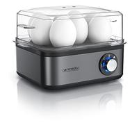 Arendo Cuiseur Oeuf Électrique 8 Œufs - Cuiseur à Œufs Inox 500 W avec Insert à Pocher, Dur, Mollet ou à la Coque, Verre Doseur avec Perce-Œuf, Signal Sonore, Egg Cooker - Cool Grey