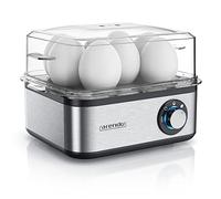 Arendo Cuiseur Oeuf Électrique 8 Œufs - Cuiseur à Œufs Inox 500 W avec Insert à Pocher, Dur, Mollet ou à la Coque, Verre Doseur avec Perce-Œuf, Signal Sonore, Egg Cooker - Argent