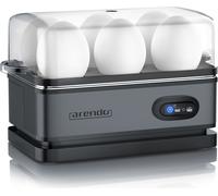Arendo Cuit-oeufs pour 6 oeufs, acier inoxydable, fonction maintien au chaud, degré de dureté réglable, signal sonore, verre doseur avec cure-oeufs inclus, 400 watts, gris