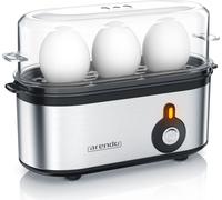 Arendo Cuit-œufs 3 fois, 210 W, acier inoxydable, dureté réglable, pour 1 à 3 œufs, argent/noir