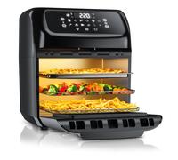 Arendo Friteuse à air chaud, 1800 W, Airfryer, Friteuse à air chaud ventilé, Mini four en acier inoxydable, sans BPA, noir