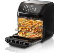 Arendo Friteuse à air chaud, Mini-four 12L inox, Airfryer, Four à pizza, Four multifonction, Mini-four à chaleur tournante, 1800 Watt, Minuteur, 12 programmes, sans huile, Cuire, déshydrater, frire, A