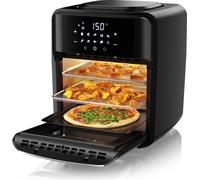 Arendo Friteuse à air chaud XXL avec accessoires, Airfryer 12L, 3en1 friteuse à air chaud en acier inoxydable, 1800 W, mini-four, gril, déshydrateur, friteuse sans huile, gril rotatif à air pulsé