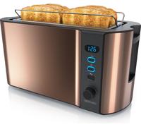Arendo Grille-pain 4 tranches, Grille-pain à fentes longues, Fente longue, Acier inoxydable, 1500W, Écran avec affichage du temps restant, Support à petits pains, Fonction dégivrage, Boîtier thermo-is