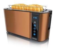 Arendo - Grille-pain à fente longue en acier inoxydable, 4 tranches, écran tactile, corps double paroi, grille intégrée pour petits pains, 7 degrés de brunissage, centrage du pain, affichage du temps