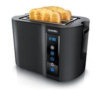 Arendo - Grille-pain tactile 2 tranches inox - Panneau tactile - Affichage numérique du temps restant - 800W - Boîtier double paroi - Avec grille réchauffe-viennoiseries - 7 niveaux de brunissage -